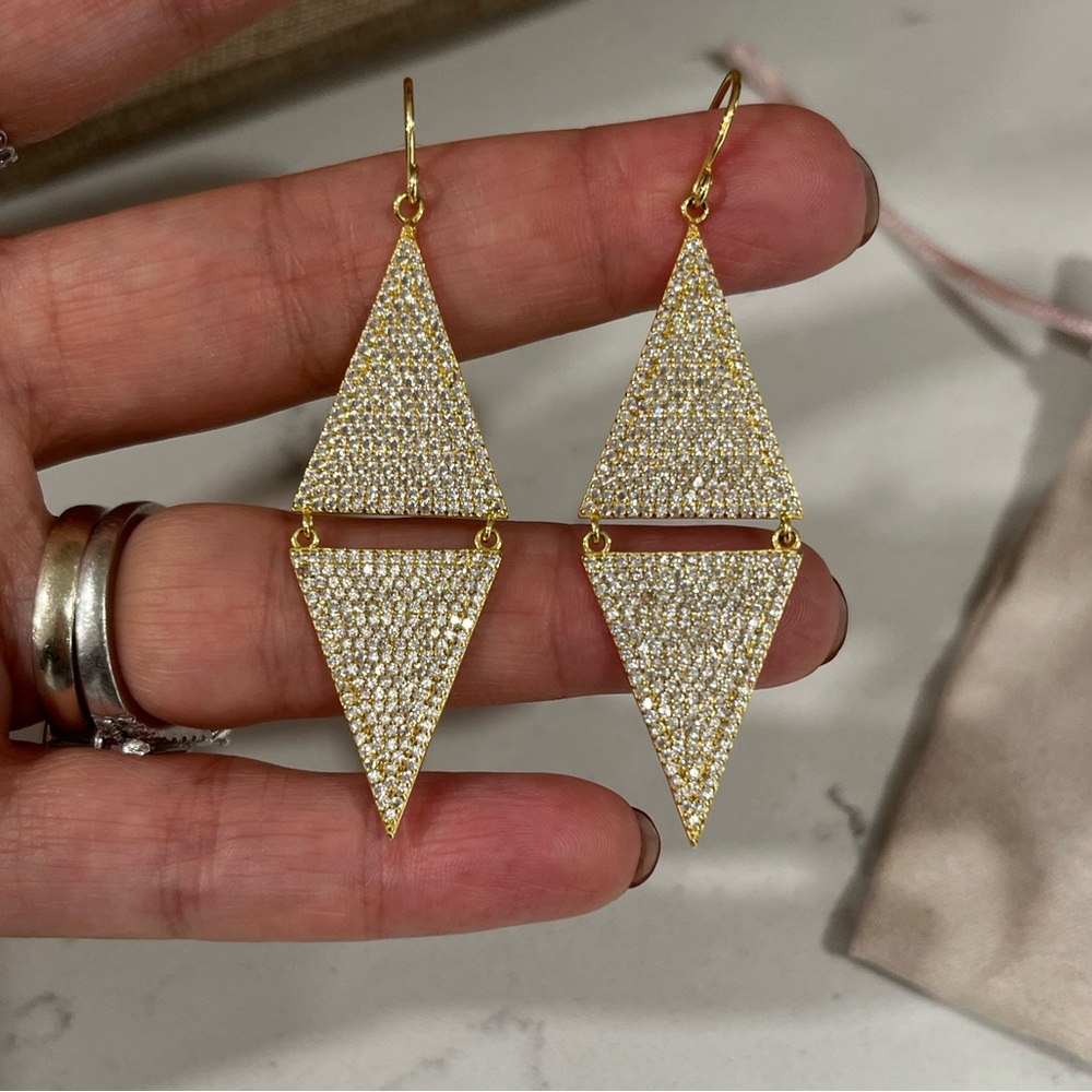 Uncommon James double triangle glam earrings